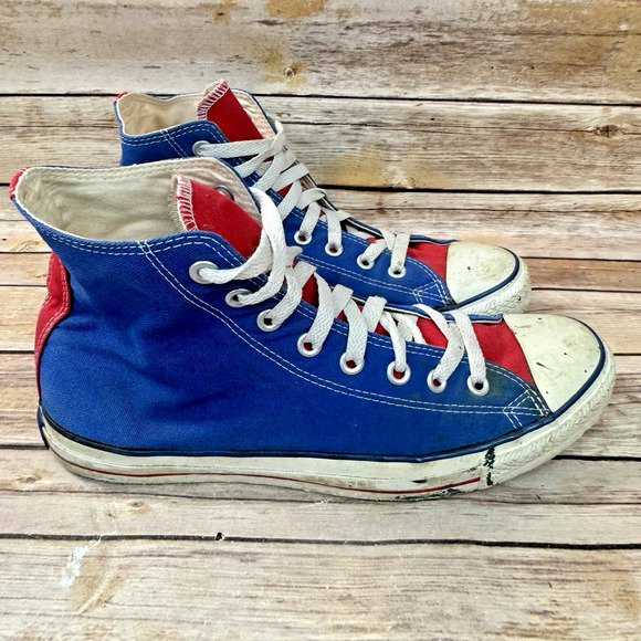Converse All Star Chuck Taylor Blue Red White High Top Distressed Sneakers 10/12 main image 7